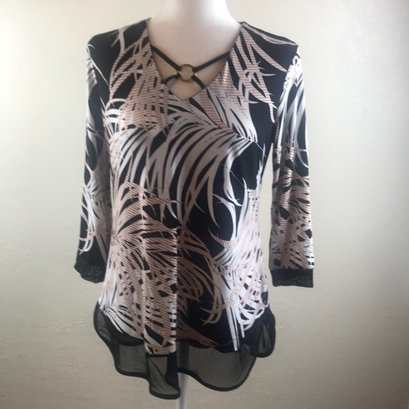 JM Collection Printed Jacquard Top, Size Small - Picture 6 of 16